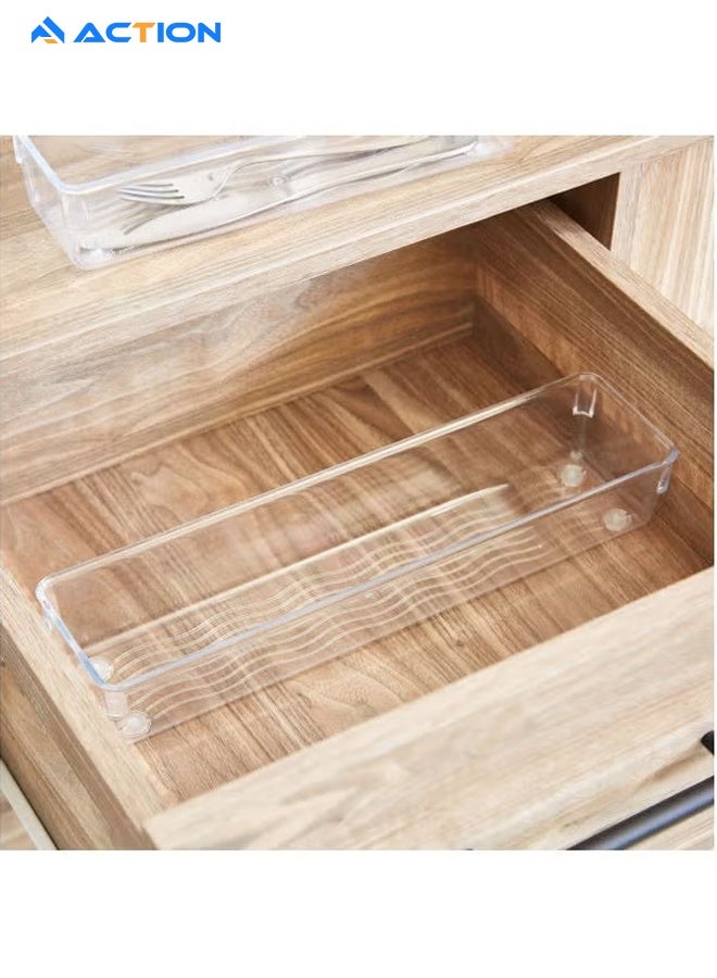 أكشن مجموعة من 4 صناديق تخزين شفافة --بتصميم أنيق، مناسب تماما للكؤوس والسكاكين والشوك وعيدان الطعام، يجمع بين الجمال والوظيفة، مناسب لأسلوب المطبخ. - Image 2