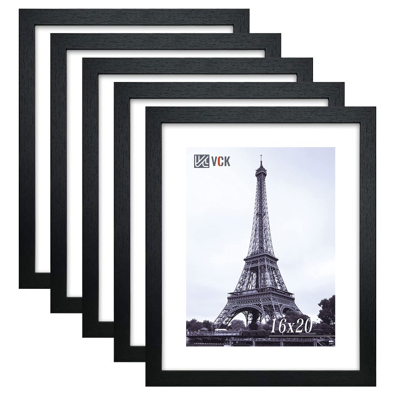 VCK 16x20 Poster Frame in Black with Polished Plexiglass Set of 5 Horizontal and Vertical Formats with Included Hanging Hardware