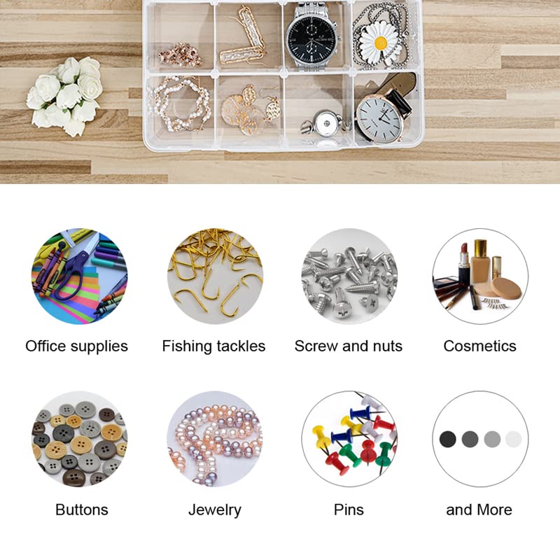 Vidifor 2 Packs 8-Compartments Art Supply Container, Clear Plastic Organizer Box with Dividers for Crafts Jewelry Fishing Tackles Hardware Metal - Image 3
