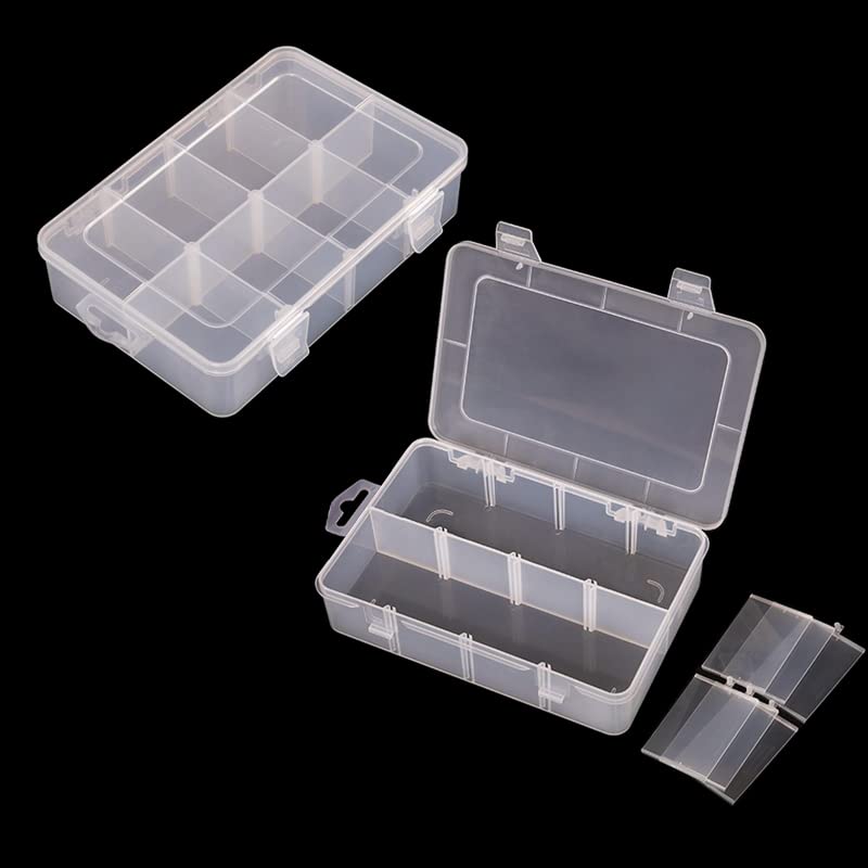 Vidifor 2 Packs 8-Compartments Art Supply Container, Clear Plastic Organizer Box with Dividers for Crafts Jewelry Fishing Tackles Hardware Metal - Image 1