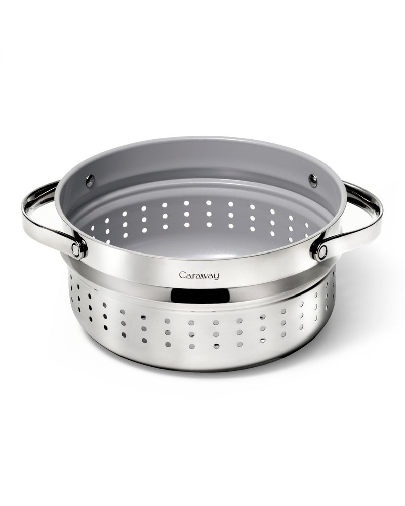Caraway Steamer - Stainless Steel Steamer with Handles - Non Stick, Non Toxic Coating - Steam Veggies, Seafood, and More - Compatible With Our Dutch Oven or Sauce Pan - Large - Image 1