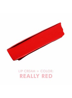Beauty For Real Lip Cream + Color, Really Red - Classic Red - High-Pigment, Long-Wear, Moisturizing Formula - Cupuacu Butter, Organic Neroli & Mandarin Oil - With Mirror & LED Light - 0.15 fl oz  - Image 3