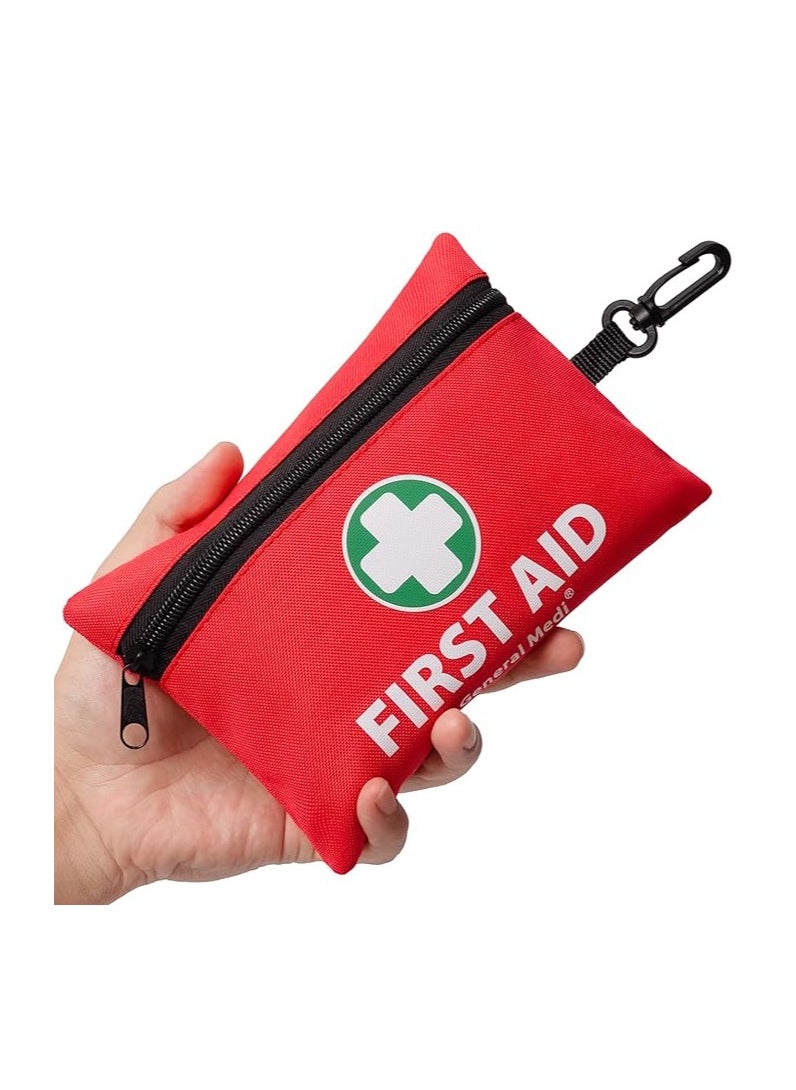 General Medi Mini First Aid Kit, 110 Pieces Small First Aid Kit - Includes Emergency Foil Blanket, Scissors for Travel, Home, Office, Vehicle, Camping, Workplace & Outdoor (Red)  - Image 1