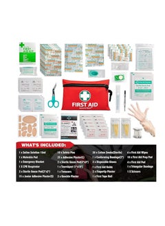 General Medi Mini First Aid Kit, 110 Pieces Small First Aid Kit - Includes Emergency Foil Blanket, Scissors for Travel, Home, Office, Vehicle, Camping, Workplace & Outdoor (Red)  - Image 2