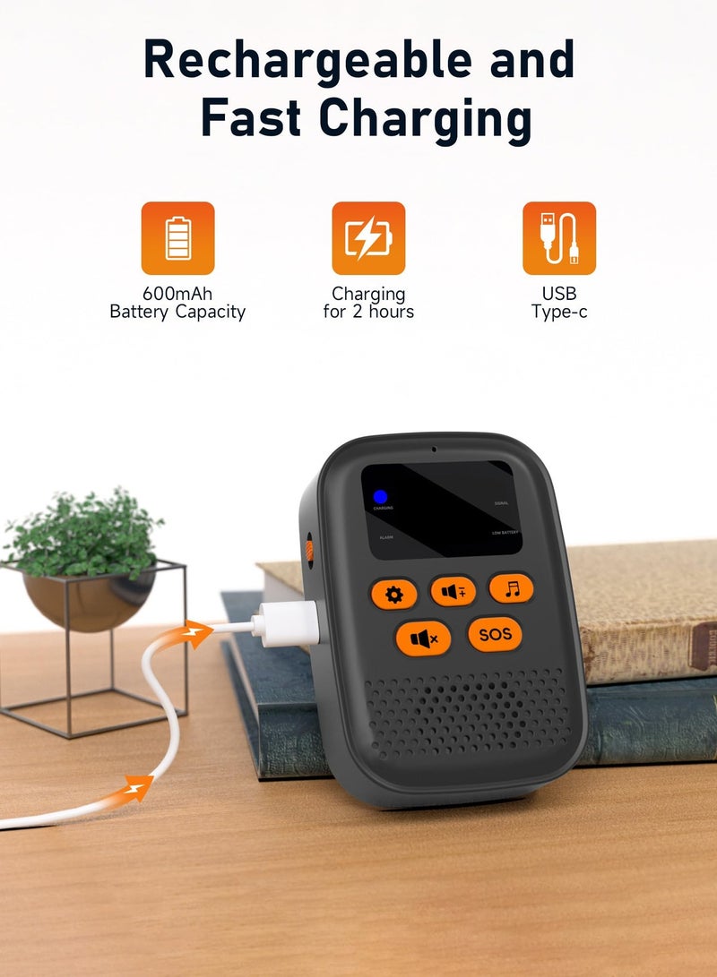 XiuWoo Call bell, 1 Caregiver Call Button and 1 Wrist Watch Alert Button for Seniors at Home and1 Caregiver Pager with Vibration, Led Display, Mute Panic Button, Call Button for Elderly at Home  - Image 4