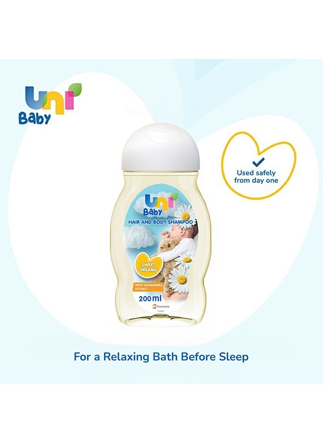 Uni baby Sweet Dreams Hair And Body Shampoo - Gentle formula for Babies, Calming Chamomile Scent Dermatologically Tested 200 ML  - Image 2