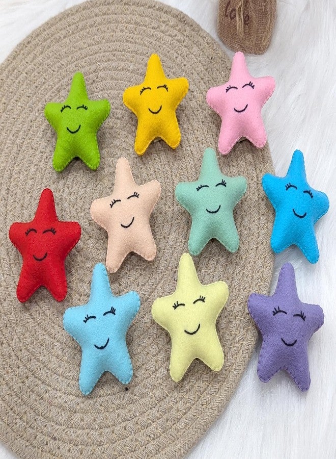 AGD Handmade دبابيس بروش على شكل نجمة مبتسمة مصنوعة يدويًا من AGD - ألوان قوس قزح - هدايا تذكارية لأعياد الميلاد للأولاد والبنات، دبابيس بروش للأطفال، إكسسوارات أزياء للأطفال (قماش) (ألوان باستيل + ألوان زاهية) - Image 4