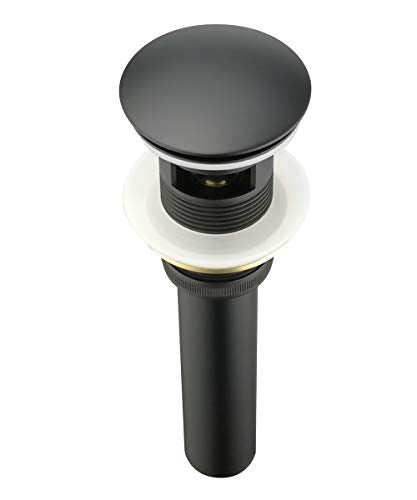 Purelux Pop Up Drain Stopper with Overflow for Bathroom Faucet Vessel or Vanity Sink, Matte Black Finish - Image 2
