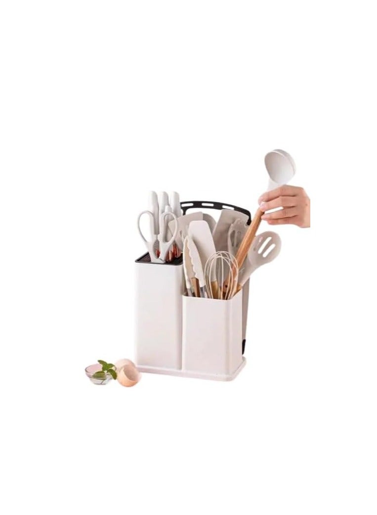 Silicone Spatula and Wooden Handle Set 19 Pieces Very High Quality - For a Professional and Diverse Cooking Experience Mk (White)  - Image 1