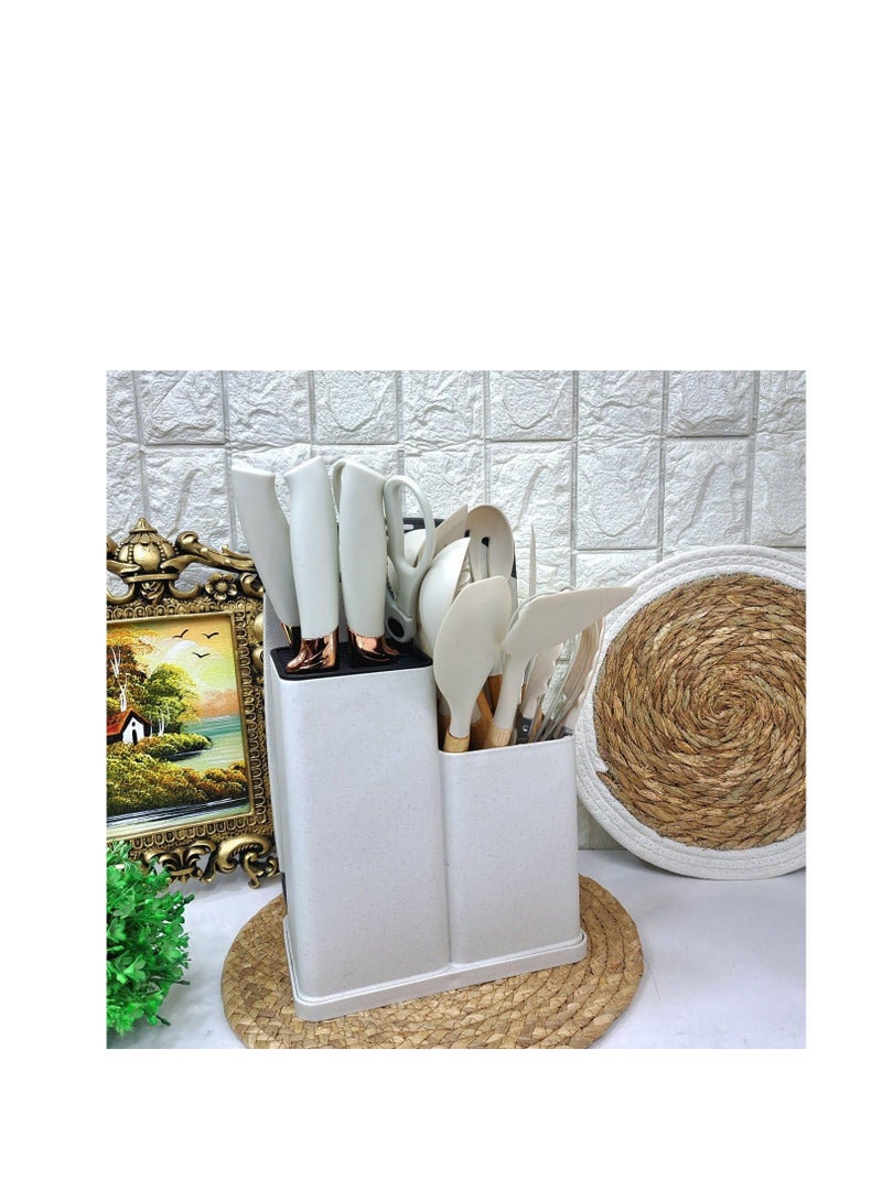 Silicone Spatula and Wooden Handle Set 19 Pieces Very High Quality - For a Professional and Diverse Cooking Experience Mk (White)  - Image 2