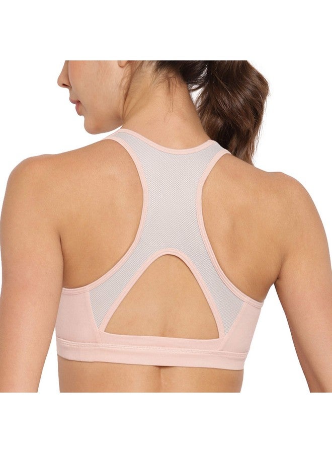 Enamor SB08 Racer Back Medium Impact Sports Bra With Removable Pads - Padded Non Wired High Coverage-(SB08_Pearl_S)-S - Image 4