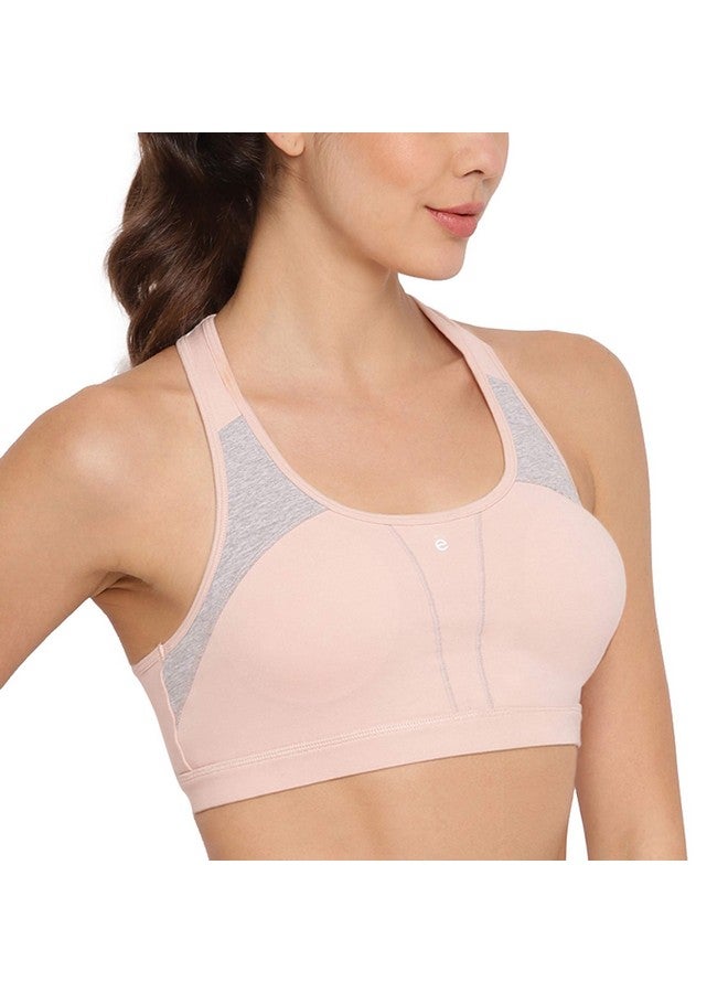 Enamor SB08 Racer Back Medium Impact Sports Bra With Removable Pads - Padded Non Wired High Coverage-(SB08_Pearl_S)-S - Image 3