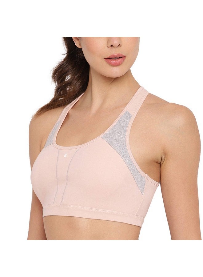 Enamor SB08 Racer Back Medium Impact Sports Bra With Removable Pads - Padded Non Wired High Coverage-(SB08_Pearl_S)-S - Image 2