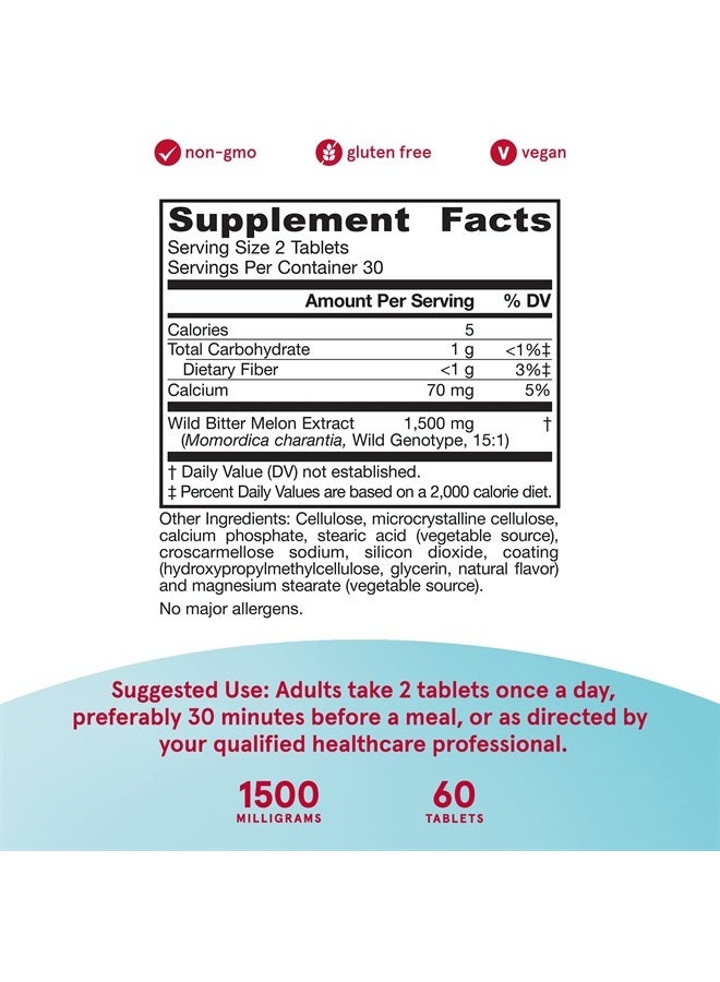 jarrow formulas Wild Bitter Melon Extract 1500 mg - 60 Tablets - Patented & Clinically Tested - Dietary Supplement Supports Insulin-Glucose Metabolism - 30 Servings - Image 4