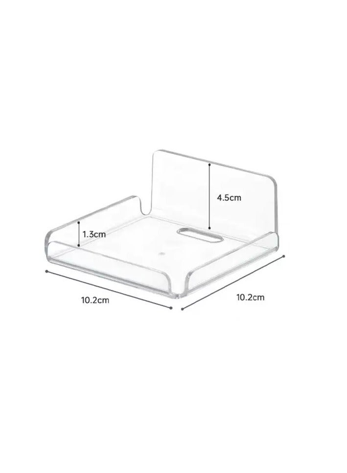 2Pcs No-Drill Adhesive Wall Shelf - Clear Acrylic Organizer with 4-Sided Guardrail & Dual Cable Holes, Heavy Duty Space-Saving Mount for Security Cameras, Shampoo Bottles, Routers - Image 2