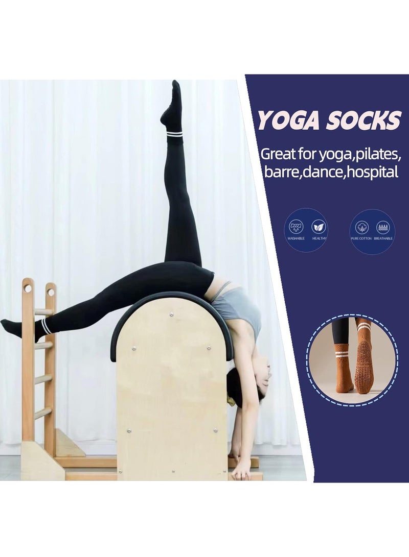 3 Pairs Non-Slip Yoga Socks for Women - Pilates, Ballet, Dance, Workout, and Hospital Use Non-Slip Pilates Socks for Barre Ballet Dance Workout Socks Black Grey Pink - Image 4