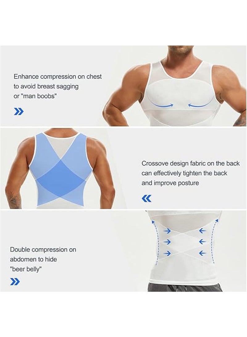Apustim Men's Body Shaper Waist Trainer Exercise Vest White Abdominal Control Muscle Fatigue Delay Suitable for Sports Fitness Daily Wear - Image 4