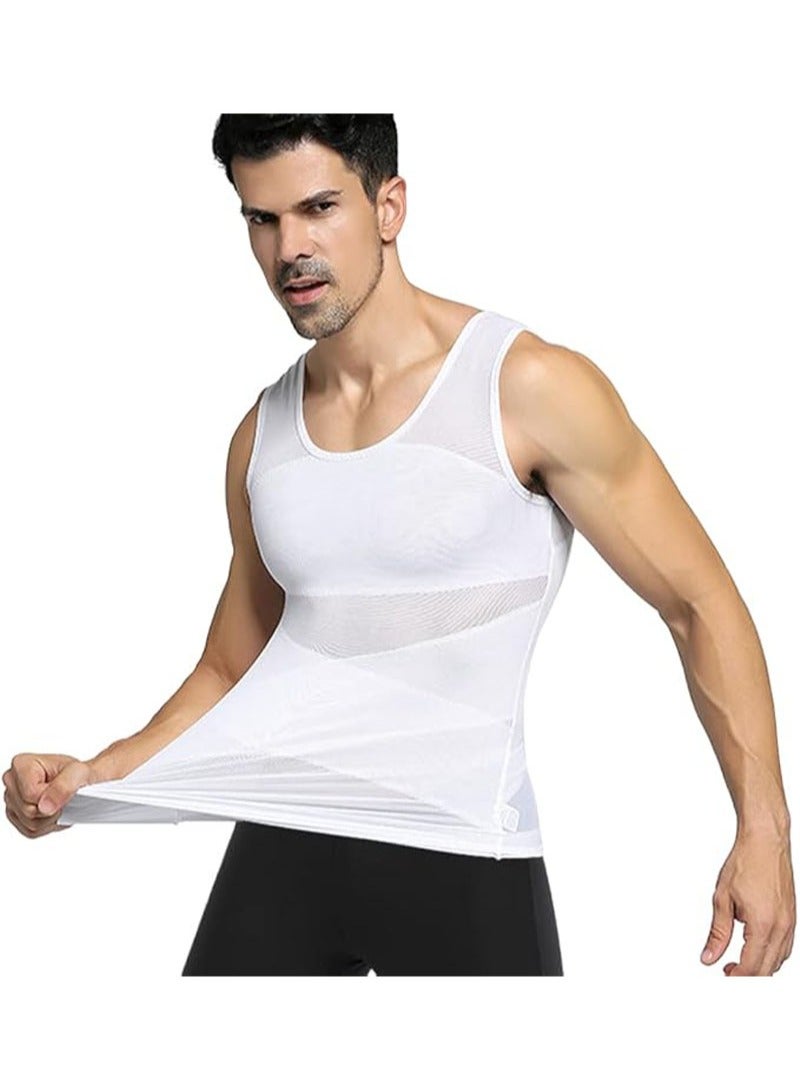 Apustim Men's Body Shaper Waist Trainer Exercise Vest White Abdominal Control Muscle Fatigue Delay Suitable for Sports Fitness Daily Wear - Image 1