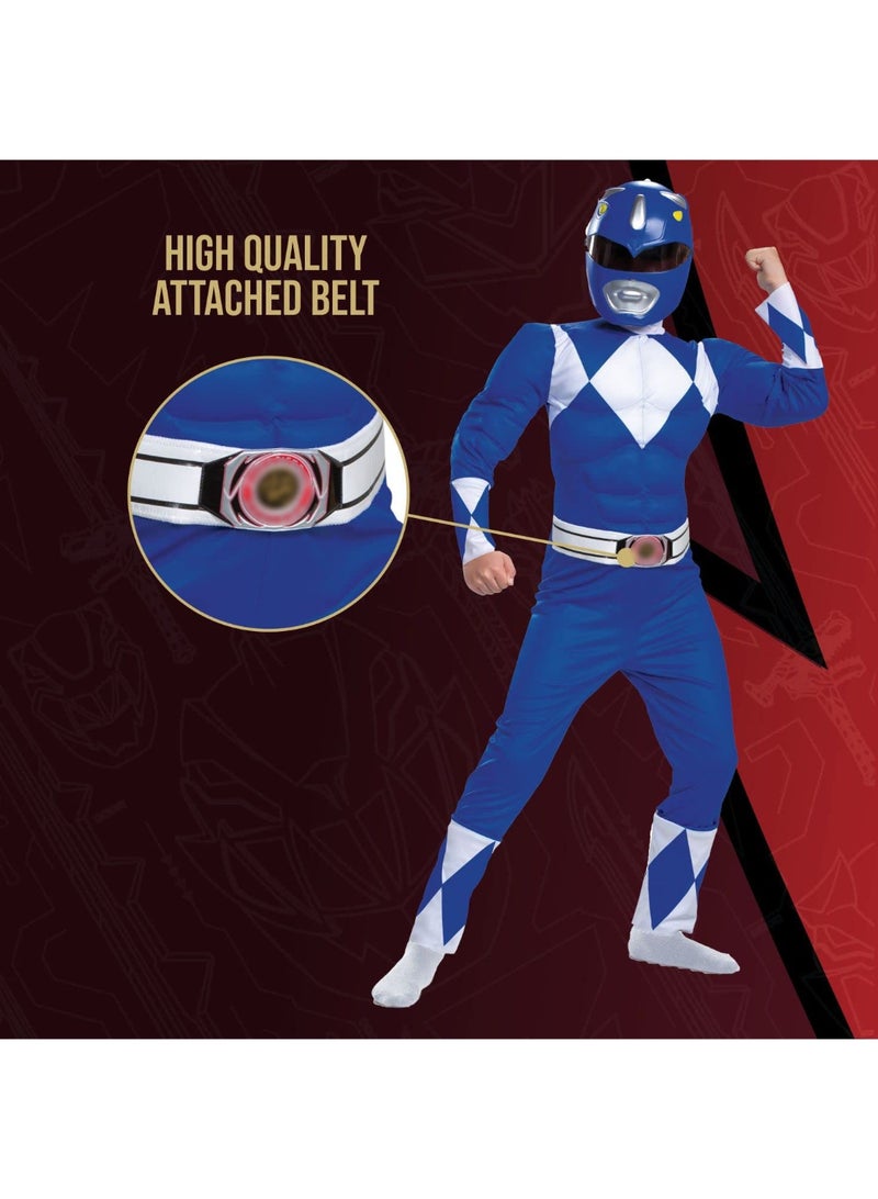 Halamodo Blue Rangers Dinosaur Force Cosplay Costume, Power Rangers White Tiger Bodysuit ,Children's Role-Play Clothing ,Suitable For Children's Birthday, Stage Performances, Theme Parties, Talent Shows And Other Occasions ,For Ages 3-10 Kids - Image 5