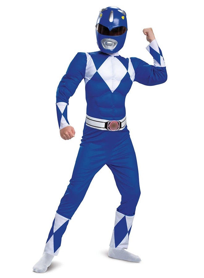Halamodo Blue Rangers Dinosaur Force Cosplay Costume, Power Rangers White Tiger Bodysuit ,Children's Role-Play Clothing ,Suitable For Children's Birthday, Stage Performances, Theme Parties, Talent Shows And Other Occasions ,For Ages 3-10 Kids - Image 1