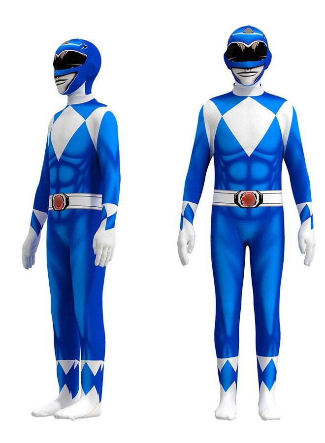 Halamodo Blue Rangers Dinosaur Force Cosplay Costume, Power Rangers White Tiger Bodysuit ,Children's Role-Play Clothing ,Suitable For Children's Birthday, Stage Performances, Theme Parties, Talent Shows And Other Occasions ,For Ages 3-10 Kids - Image 2