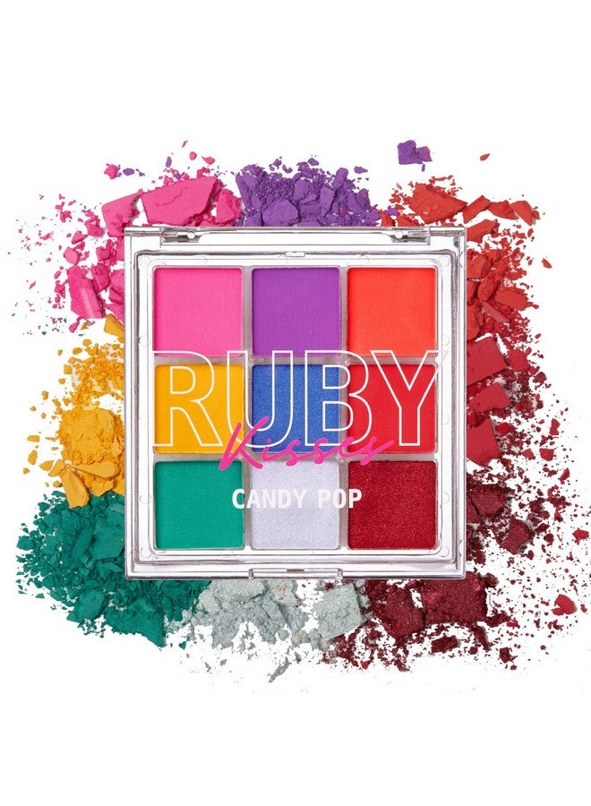 Ruby Kisses Eyeshadow Palette Highly Pigmented Eye Makeup 9 Shades Matte Shimmer Metallic Eyeshadow Palette Festival Eye Makeup (Candy Pop) - Image 1