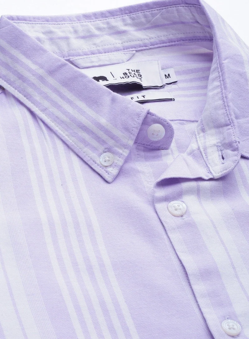 THE BEAR HOUSE Men's Cotton Shirt | Casual & Formal Long Sleeve Slim Fit | Classic Button-Down, Office & Everyday Wear, Comfortable & Breathable Fabric