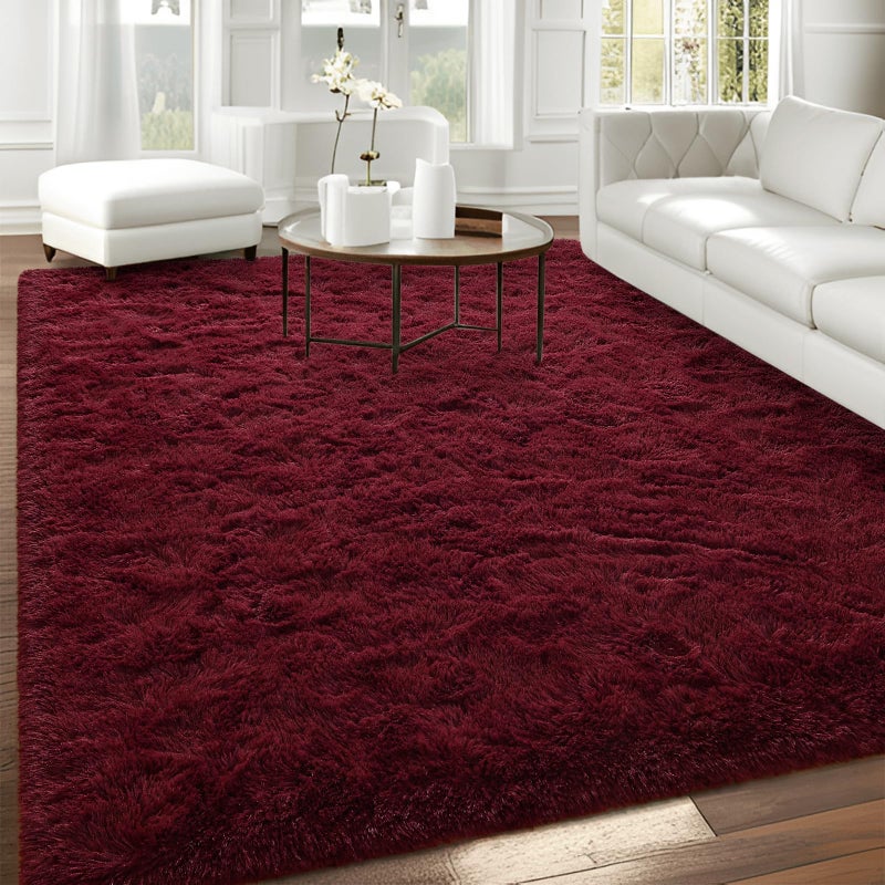 FALARK Fluffy Burgundy Red Rugs for Bedroom, 4x6 Feet Dark Red Area Rug for Living Room, Soft Shaggy Plush Cute Floor Carpet for Boys Kids Girls Bedroom, Non Slip and Washable Carpets for Home Decor - Image 3