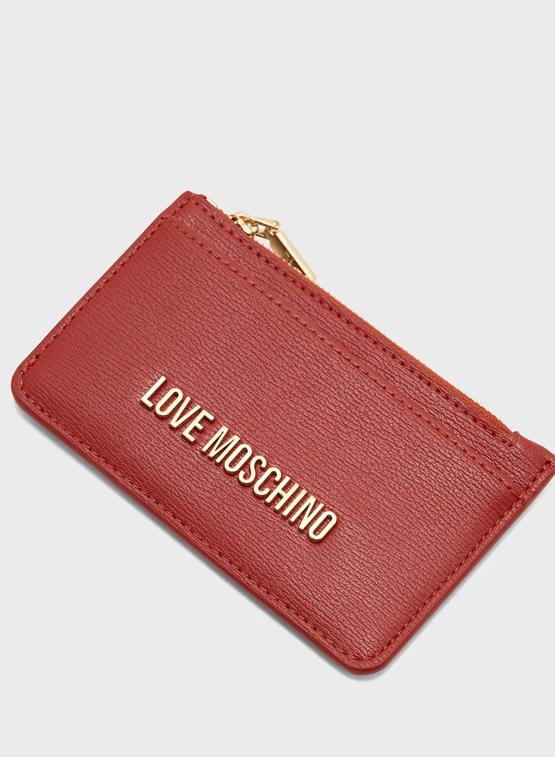 لوف موسكينو Logo Detailed Zip Over Wallet