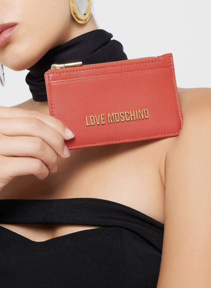 لوف موسكينو Logo Detailed Zip Over Wallet