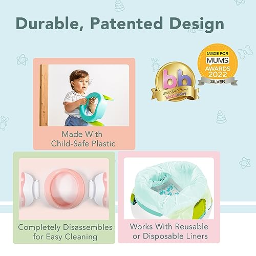 Kalencom Potette Plus 2-in-1 Travel Potty and Trainer Seat - Dual-Purpose Potty Training Toilet Seat - Portable Potty for Toddler Travel - with Durable, Lock-in Legs and Splash Guard - Teal - Image 3
