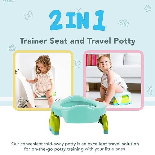 Kalencom Potette Plus 2-in-1 Travel Potty and Trainer Seat - Dual-Purpose Potty Training Toilet Seat - Portable Potty for Toddler Travel - with Durable, Lock-in Legs and Splash Guard - Teal - Image 5
