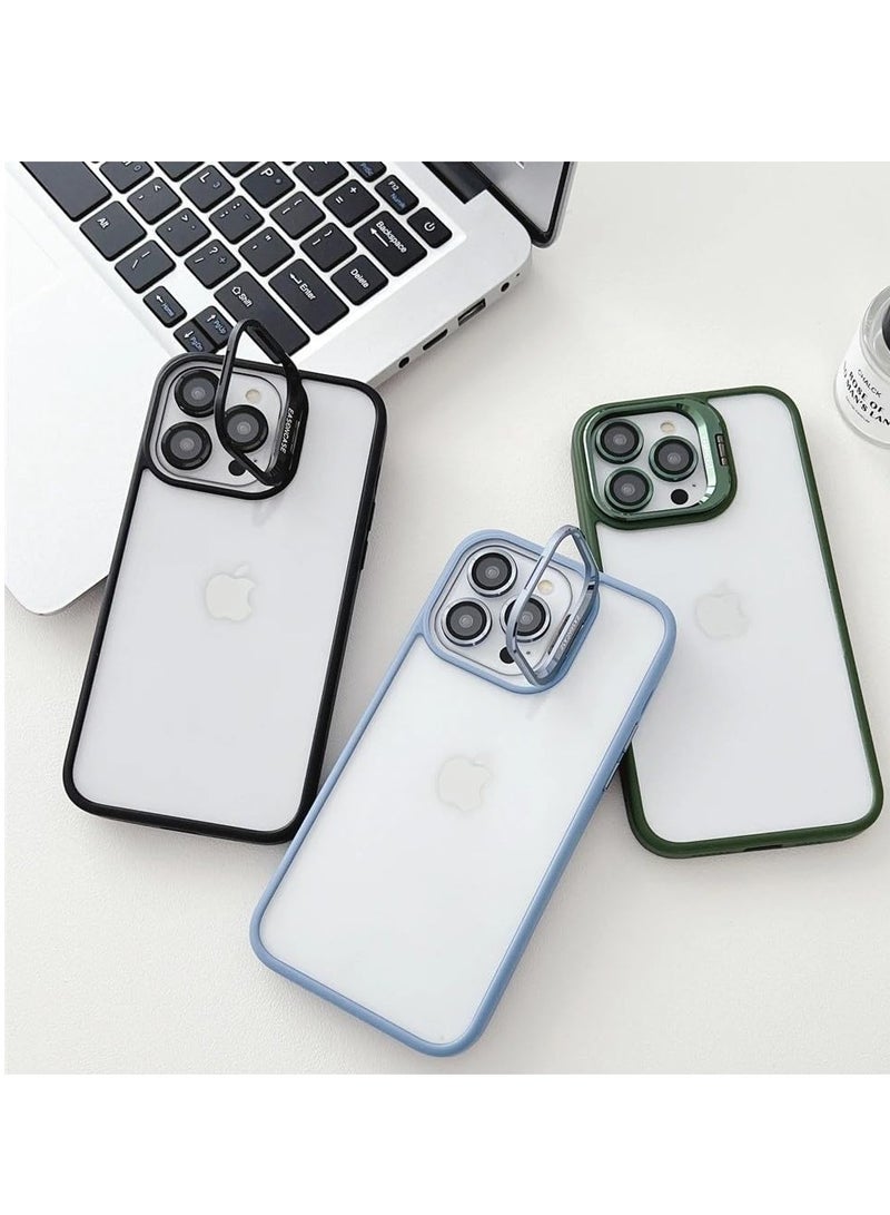 MIGOFAST Adjustable Camera Ring Stand, Transparent Back Case  Hard Acrylic + TPU With Lens Protective Ring Mobile Phone Case/Cover For iPhone 15 Pro Max Blue - Image 3