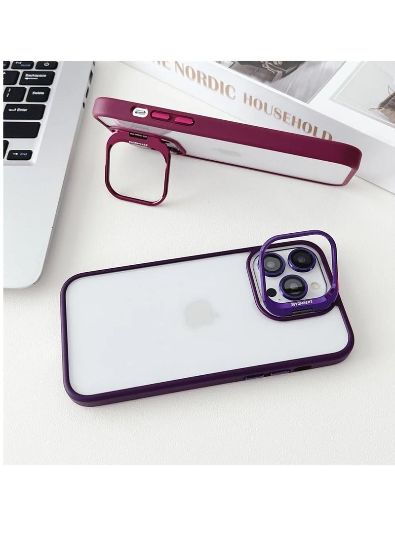 MIGOFAST Adjustable Camera Ring Stand, Transparent Back Case  Hard Acrylic + TPU With Lens Protective Ring Mobile Phone Case/Cover For iPhone 15 Pro Max Blue - Image 4