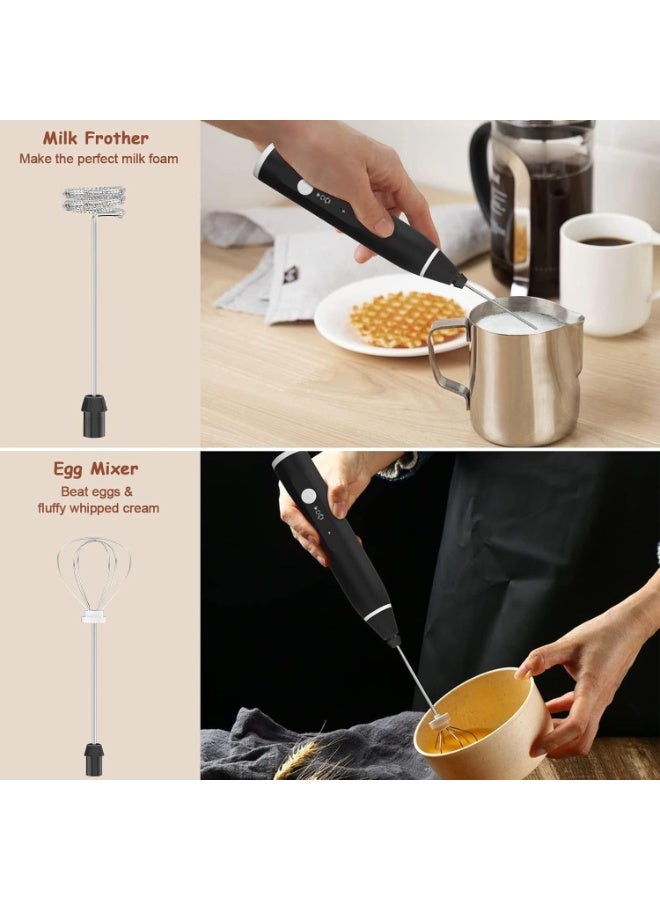 Rechargeable Milk Frother – Electric 3-Speed Milk Foam Blender with 2 Stainless Steel Whisks for Coffee, Latte, Cappuccino & Hot/Cold Drinks - Image 5
