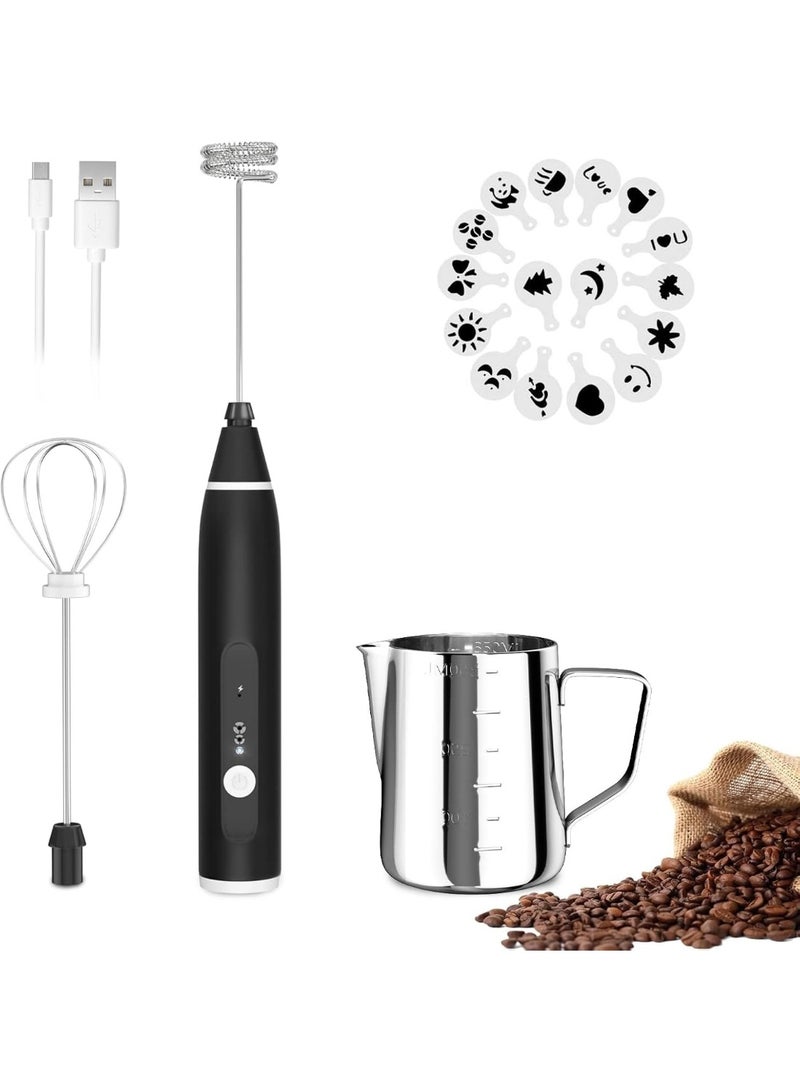 Rechargeable Milk Frother – Electric 3-Speed Milk Foam Blender with 2 Stainless Steel Whisks for Coffee, Latte, Cappuccino & Hot/Cold Drinks - Image 2