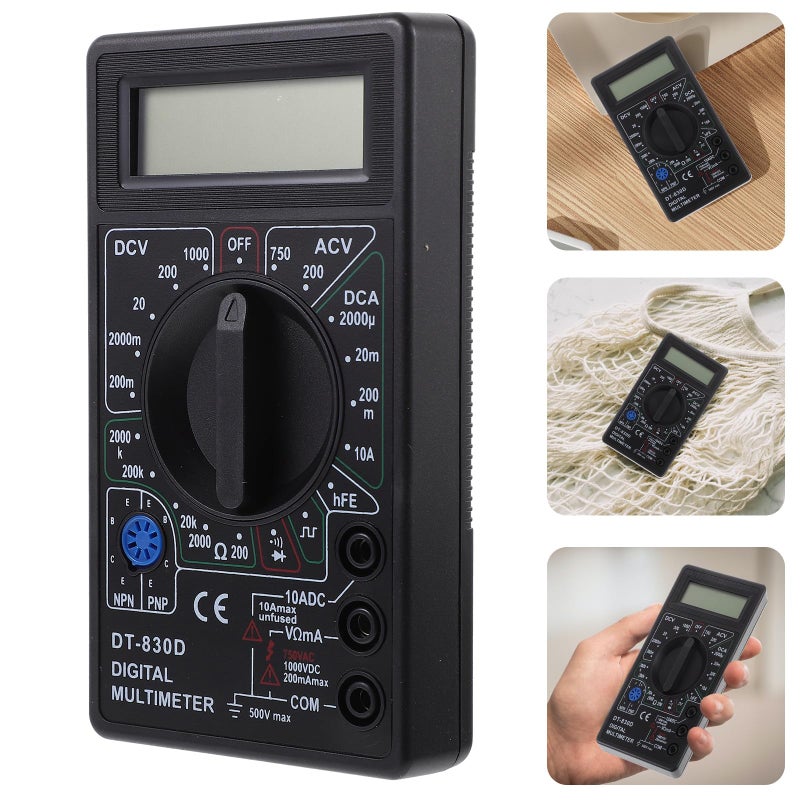 Mini Digital Multimeter Auto Range Voltage Tester With Buzzer LCD Display Black - Image 4