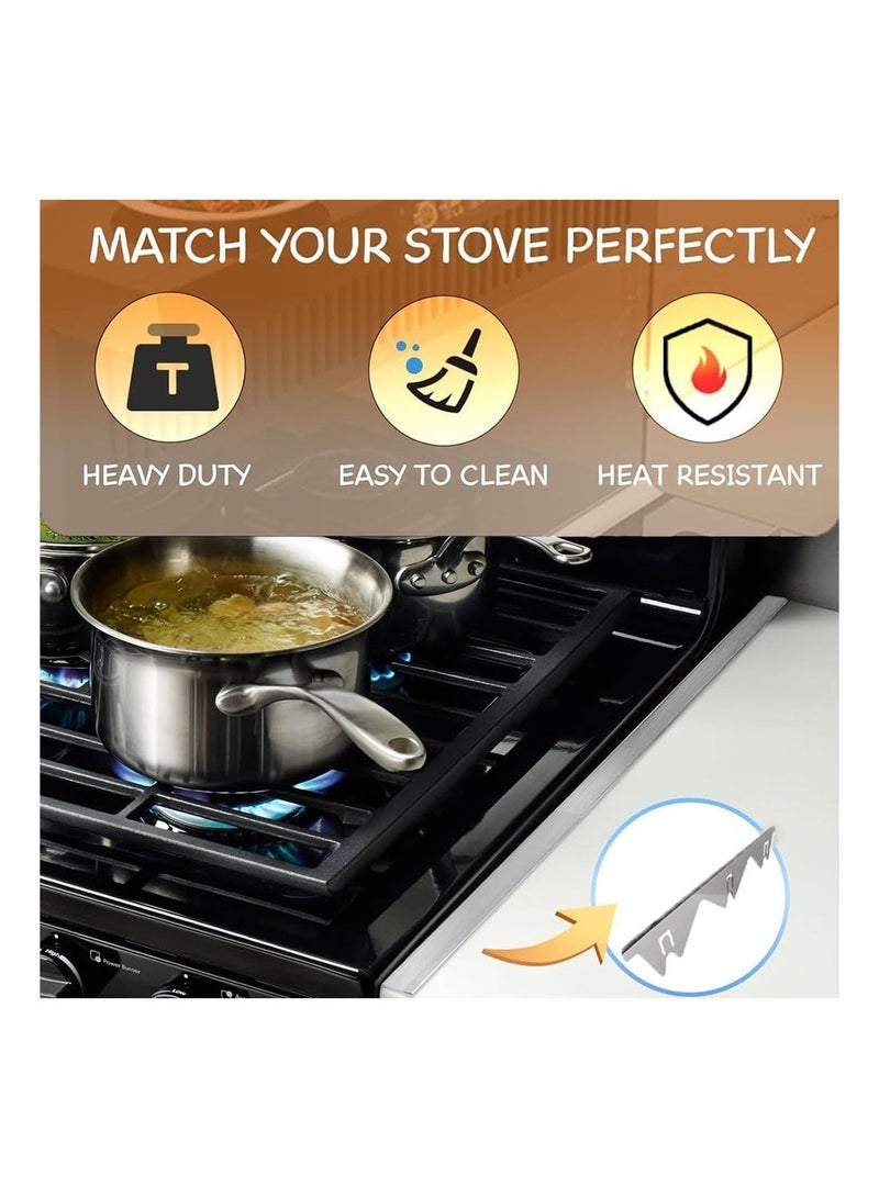 MVAQKLM  Stainless Steel Stove Gap Covers,2 Pcs Telescoping Stove Gap Filler Kitchen Oven Counter Side Gap Filler Heat Resistant Guard Easy Clean Range Trim Kit,Adjustable Length 35cm to 70cm-Silver - Image 5