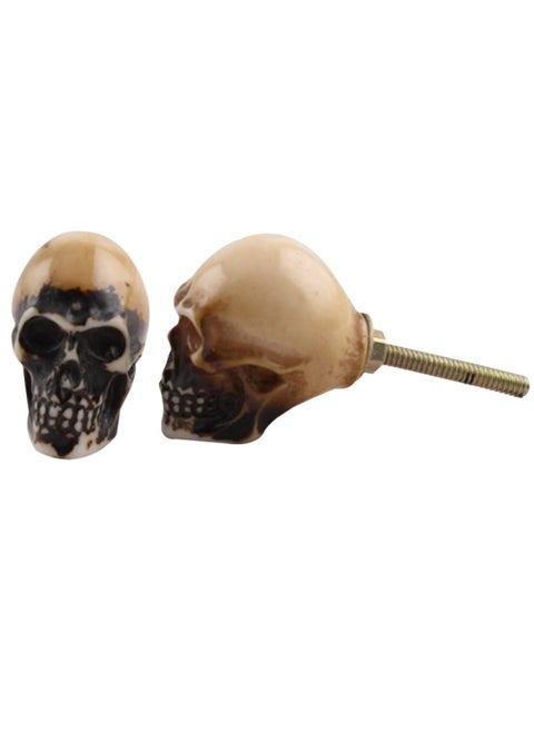 IndianShelf 4 Piece Brown Knobs Resin Knobs for Drawers Man Face Skull Kitchen Handles Cabinet 381 cm Handle Pulls