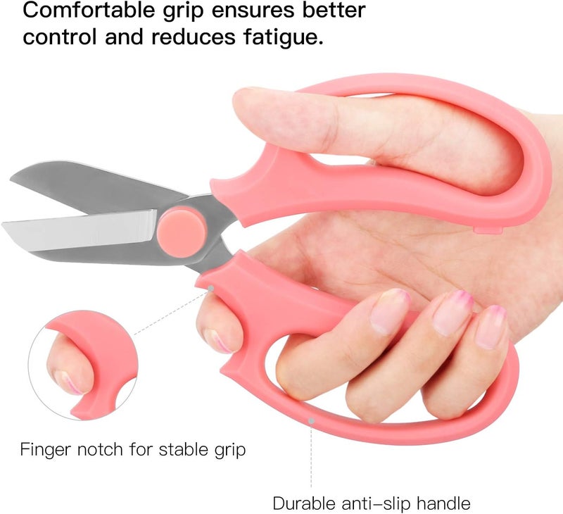 Housolution Flower Scissors, Strong Floral Shears, Premium Steel Garden Pruning Shears Garden Scissors Floral Fruits Leaf Scissors Hand Pruner Snip Trimming Tool for Gardening Flower Arrangement, Pink - Image 4