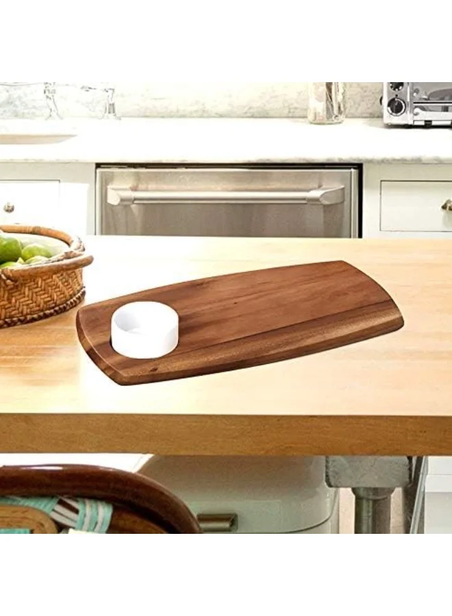BILLI Billi Wooden Serving Board with Ceramic Dip Bowl