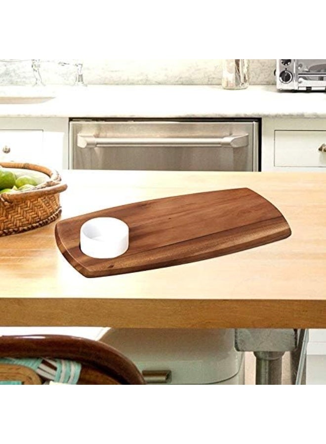 BILLI Billi Wooden Serving Board with Ceramic Dip Bowl - Image 2