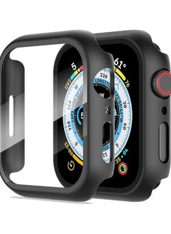 FARROBIZZ 2-Pack for Apple Watch Series 9/8/7/6/5/4/Series SE/SE 2 41mm All-Around Screen Protector Case, Tempered Glass Screen Protector Case Ultra-Thin for iWatch 41mm Protection Cover -Black  - Image 1