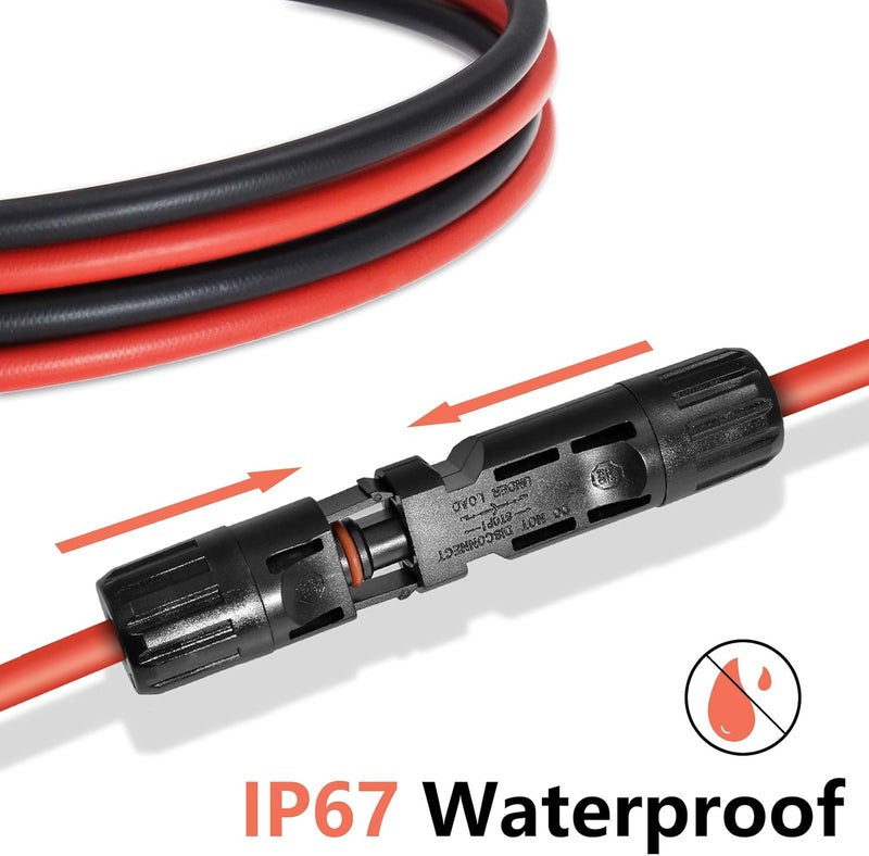 PHITUODA 5 قدم أسود + أحمر 12AWG (4 مم²) كابل تمديد لوحة شمسية، كابل محول شمسي مع موصل ذكر وأنثى - مجموعة من 2 - Image 5