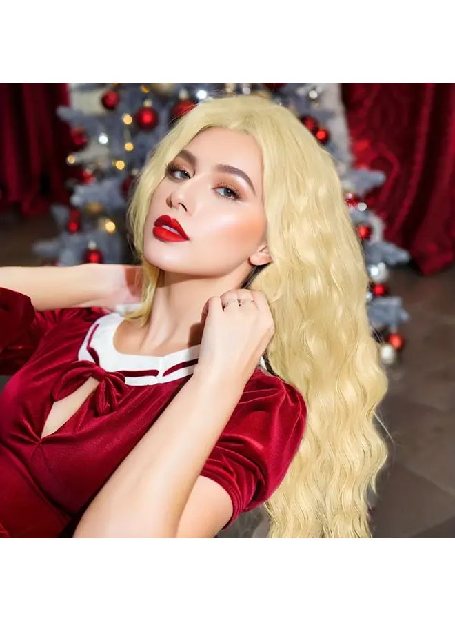 شعر مستعار ذهبي مموج طويل 24 بوصة للنساء والرجال - Image 1