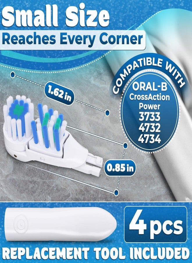 ZOKLU 4 Pcs Replacement Tooth Brush Heads Compatible with Oral-B CrossAction Power 3733 4732 4734 Models | Sensitive Toothbrush Heads, Soft Nylon Bristles, Dual Cleaning Action, Snap-On Design for Daily Use - Image 2