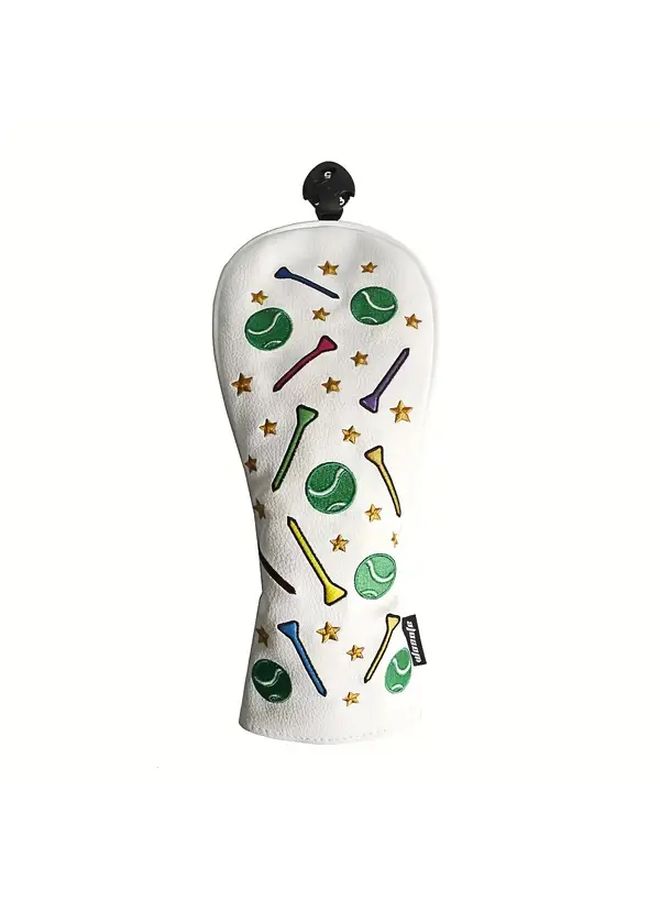 Black Golf Club Headcover Tropical Design Hook And Loop Closure - Image 5