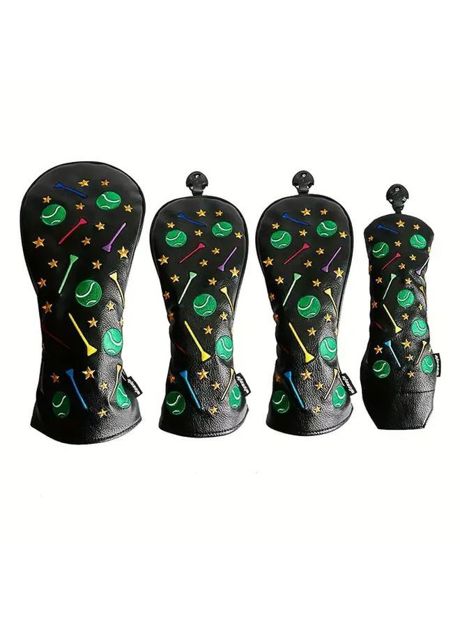 Black Golf Club Headcover Tropical Design Hook And Loop Closure - Image 2