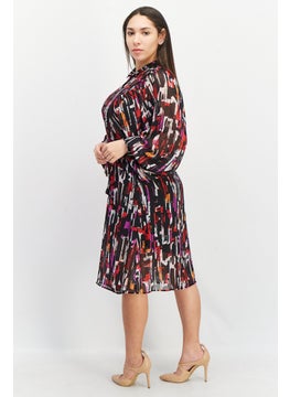 ESPRIT Women Allover Print Midi Dress, Black Combo  - Image 2