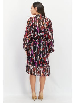 ESPRIT Women Allover Print Midi Dress, Black Combo  - Image 3